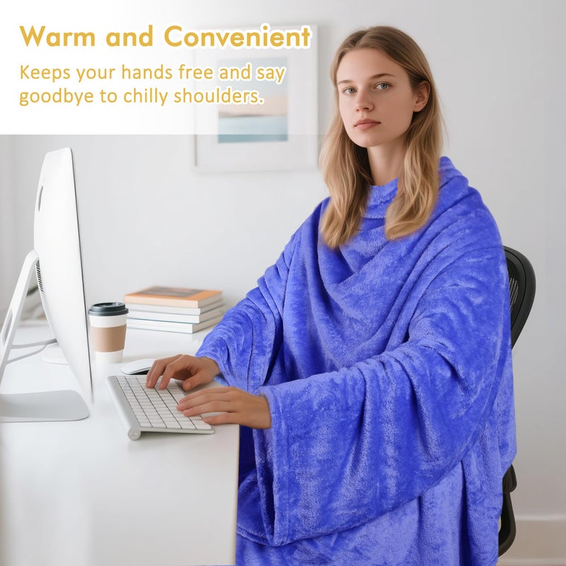 Catalonia Wearable Blanket with Sleeves and Pocket, Soft Comfy Fleece Snuggy Wrap Throws Blanket Robe for Women and Men - Image 4